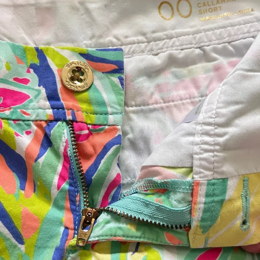 Lilly Pulitzer Callahan Shorts Womens‎ 00 Vibrant Tropical Cotton Stretch Preppy